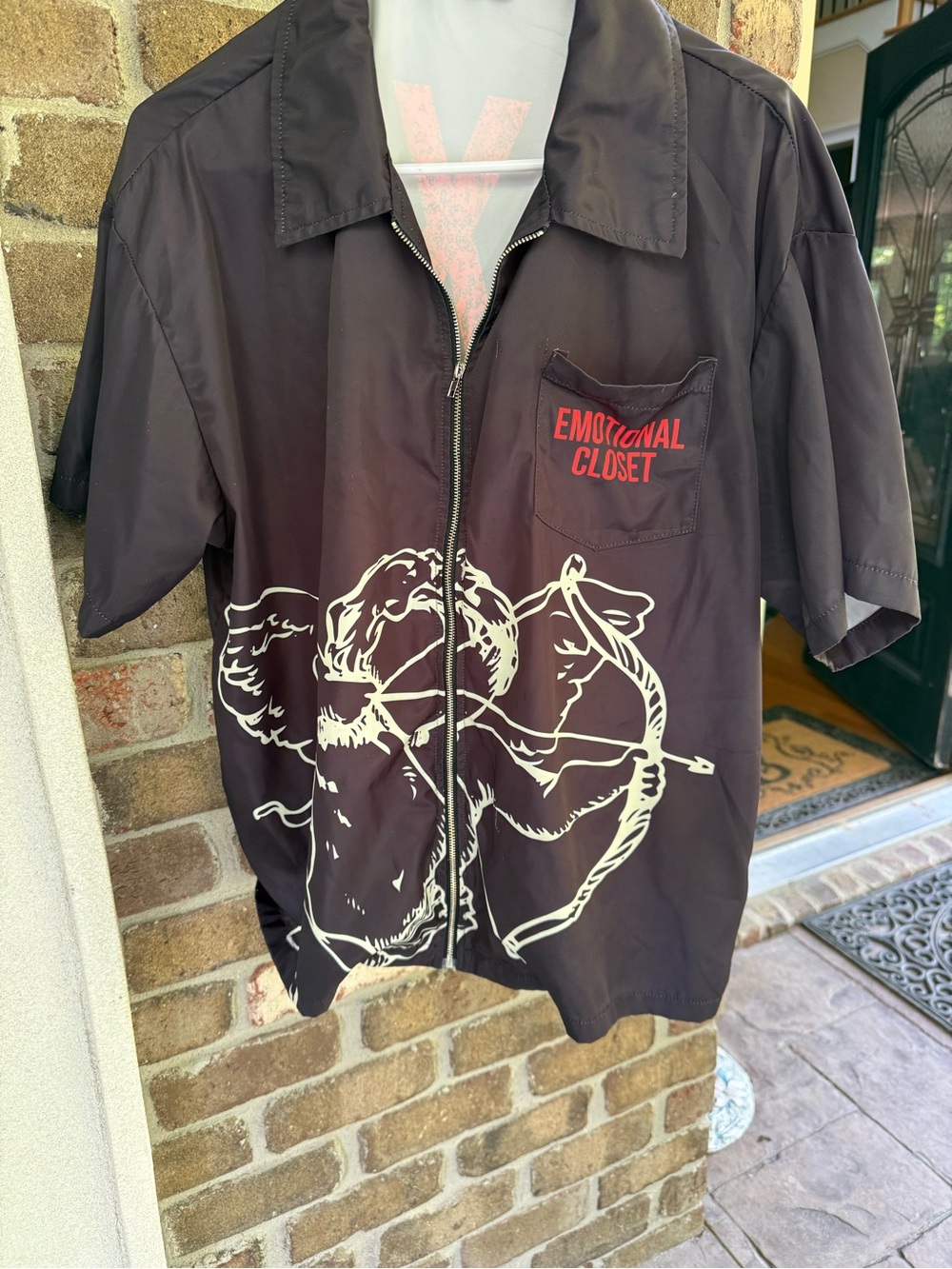 Men's Black Zip-Front Short Sleeve Jacket / shirt size large - Picture 13 of 13